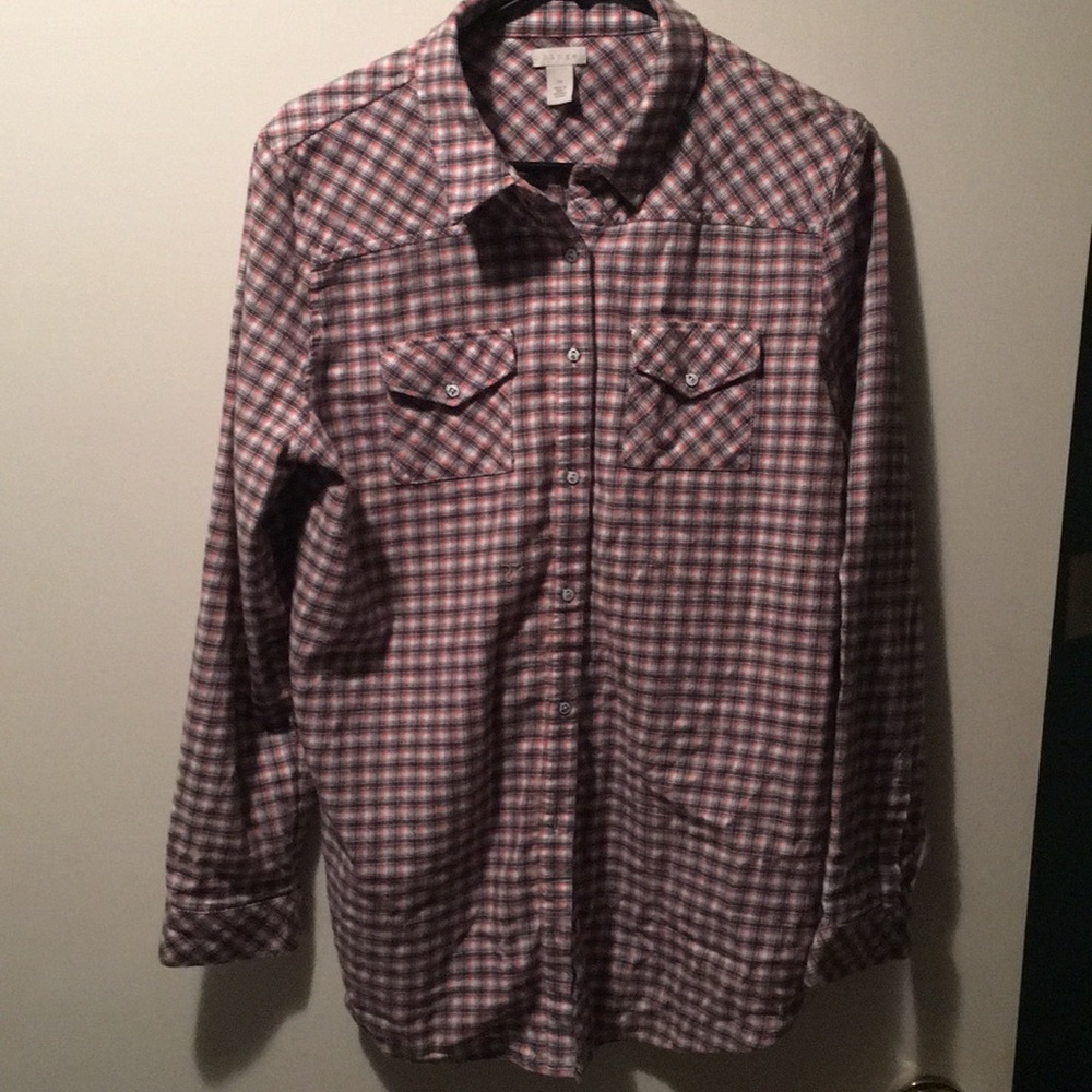 Hinge detailed plaid shirt